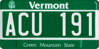 VT license plate ACU191