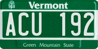 VT license plate ACU192
