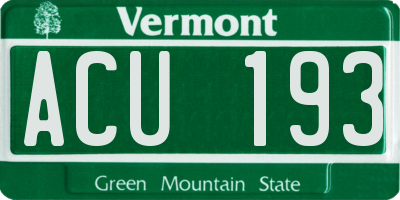VT license plate ACU193