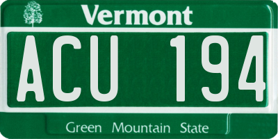 VT license plate ACU194