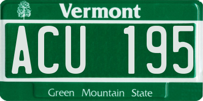 VT license plate ACU195