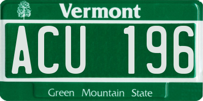 VT license plate ACU196