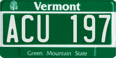 VT license plate ACU197
