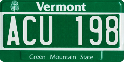 VT license plate ACU198