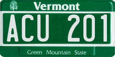 VT license plate ACU201