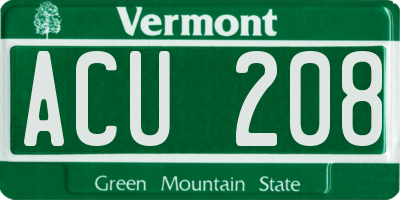 VT license plate ACU208