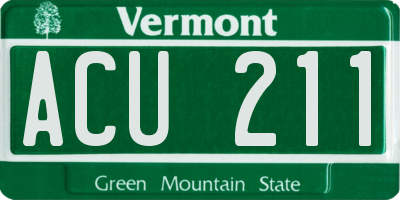 VT license plate ACU211