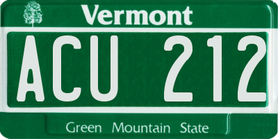 VT license plate ACU212