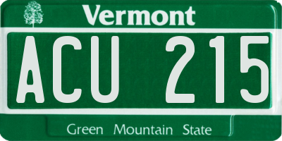 VT license plate ACU215