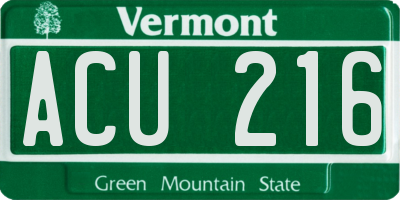 VT license plate ACU216