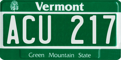 VT license plate ACU217