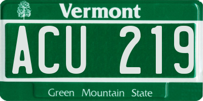 VT license plate ACU219