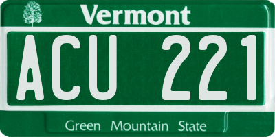 VT license plate ACU221