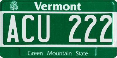 VT license plate ACU222
