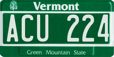 VT license plate ACU224