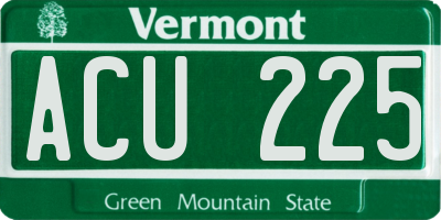 VT license plate ACU225