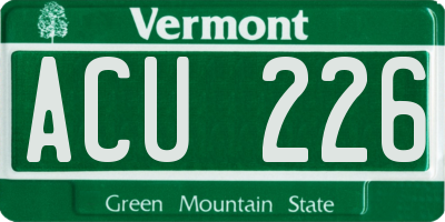 VT license plate ACU226