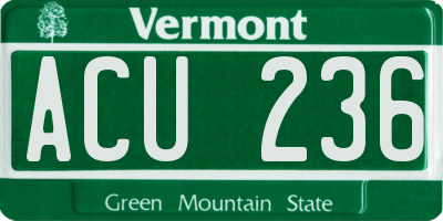 VT license plate ACU236