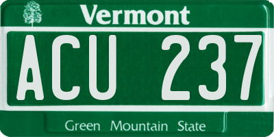 VT license plate ACU237