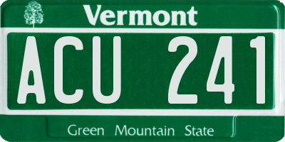 VT license plate ACU241