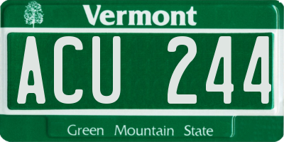 VT license plate ACU244