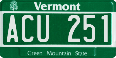 VT license plate ACU251