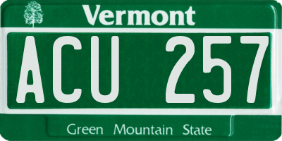 VT license plate ACU257