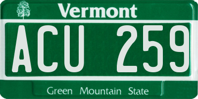VT license plate ACU259