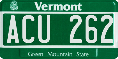 VT license plate ACU262