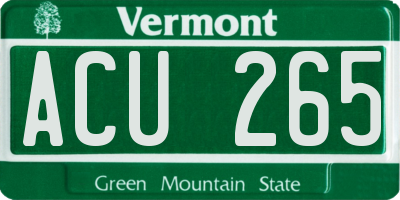 VT license plate ACU265