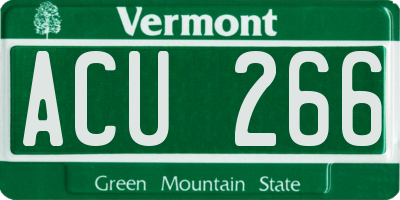 VT license plate ACU266