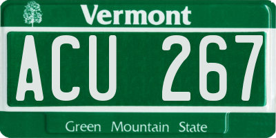 VT license plate ACU267