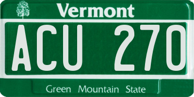 VT license plate ACU270