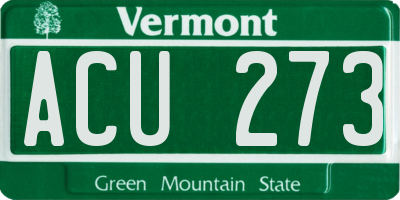 VT license plate ACU273