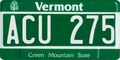 VT license plate ACU275