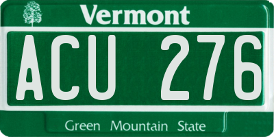 VT license plate ACU276