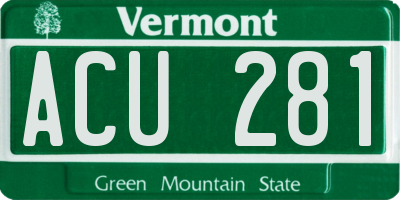 VT license plate ACU281