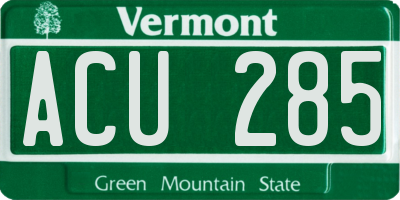 VT license plate ACU285