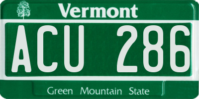 VT license plate ACU286