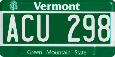 VT license plate ACU298