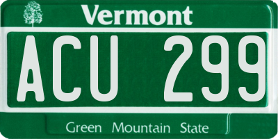 VT license plate ACU299