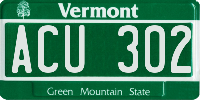 VT license plate ACU302