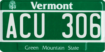 VT license plate ACU306