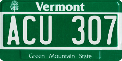 VT license plate ACU307