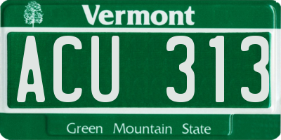 VT license plate ACU313