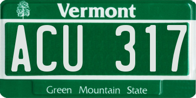 VT license plate ACU317