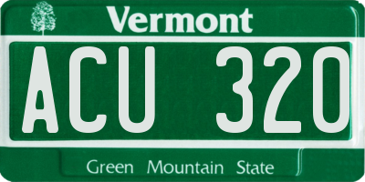 VT license plate ACU320