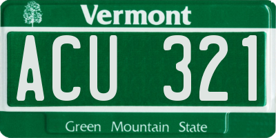 VT license plate ACU321