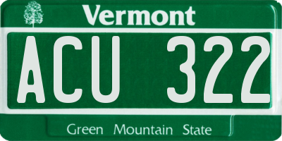 VT license plate ACU322