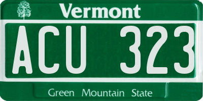 VT license plate ACU323